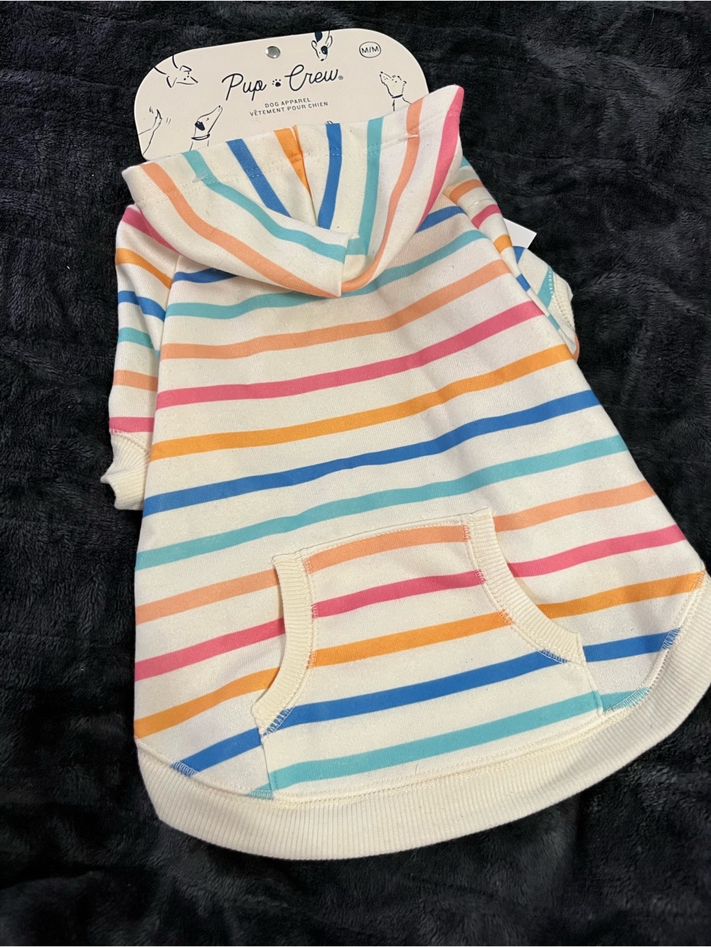 Pup Crew Rainbow striped dog hoodie